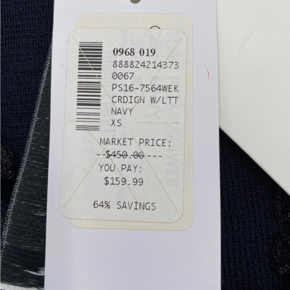 Phillip Lim Navy Blue Gold Cardigan Button Up Sweater Long Sleeve XS - Picture 5 of 6